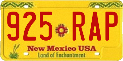 NM license plate 925RAP
