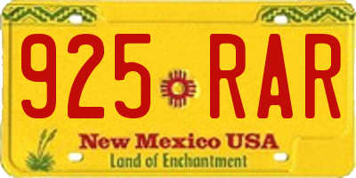 NM license plate 925RAR