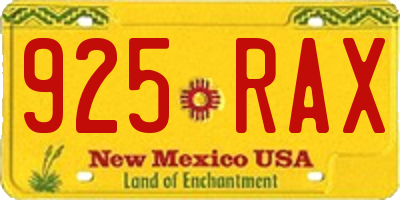 NM license plate 925RAX