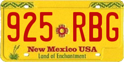 NM license plate 925RBG