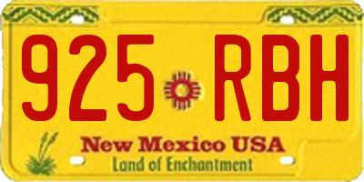 NM license plate 925RBH