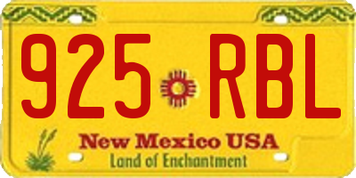 NM license plate 925RBL