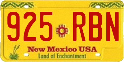 NM license plate 925RBN