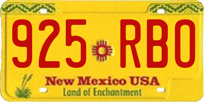 NM license plate 925RBO