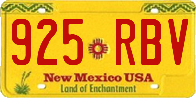 NM license plate 925RBV