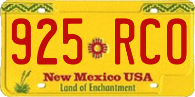 NM license plate 925RCO