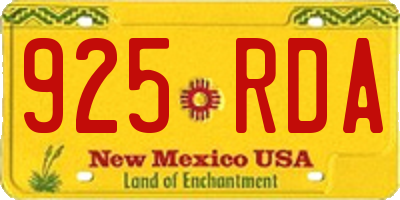 NM license plate 925RDA