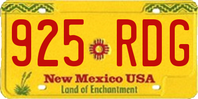 NM license plate 925RDG