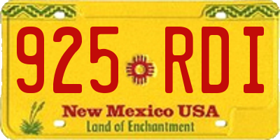 NM license plate 925RDI
