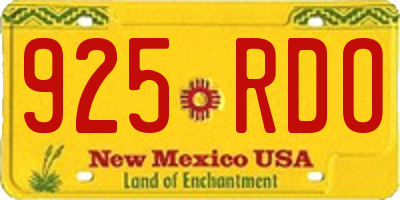 NM license plate 925RDO