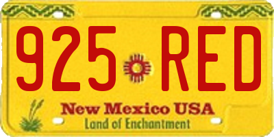 NM license plate 925RED