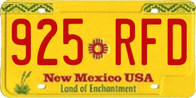 NM license plate 925RFD