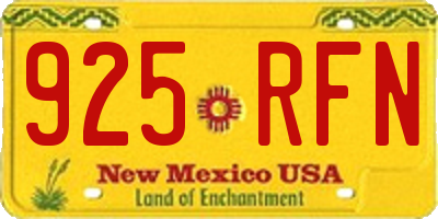 NM license plate 925RFN