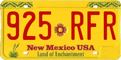 NM license plate 925RFR