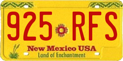 NM license plate 925RFS