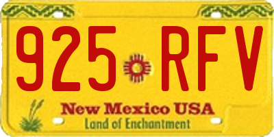 NM license plate 925RFV