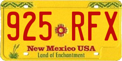 NM license plate 925RFX