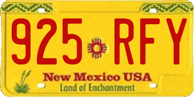 NM license plate 925RFY