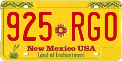 NM license plate 925RGO