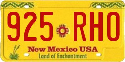 NM license plate 925RHO