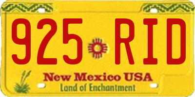 NM license plate 925RID