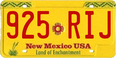 NM license plate 925RIJ