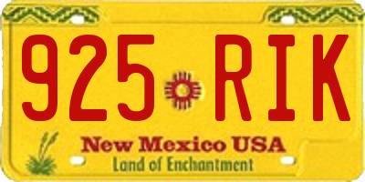 NM license plate 925RIK