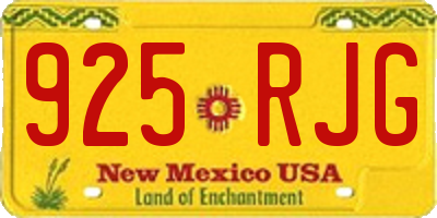 NM license plate 925RJG
