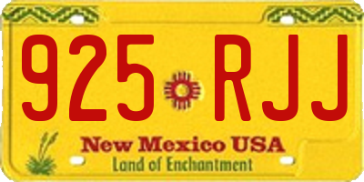 NM license plate 925RJJ