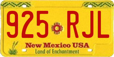 NM license plate 925RJL