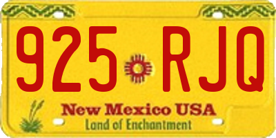 NM license plate 925RJQ
