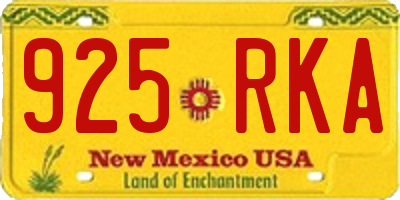 NM license plate 925RKA