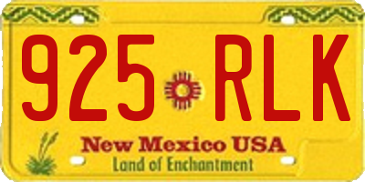 NM license plate 925RLK