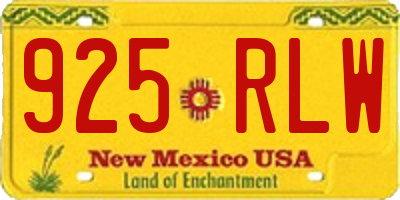 NM license plate 925RLW