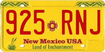 NM license plate 925RNJ