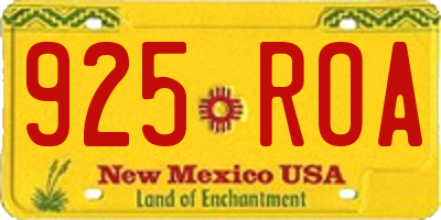 NM license plate 925ROA