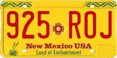 NM license plate 925ROJ