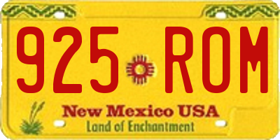 NM license plate 925ROM