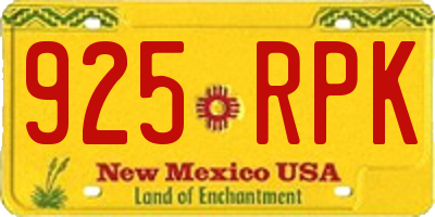 NM license plate 925RPK