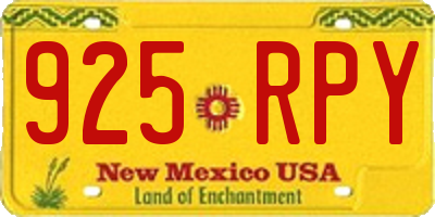 NM license plate 925RPY