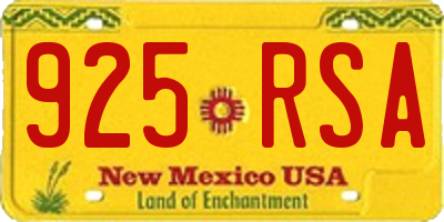 NM license plate 925RSA