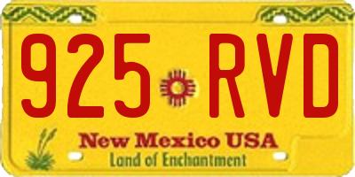 NM license plate 925RVD