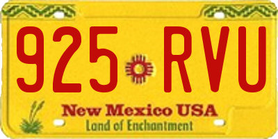 NM license plate 925RVU