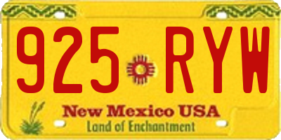 NM license plate 925RYW