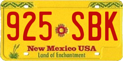 NM license plate 925SBK