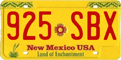 NM license plate 925SBX