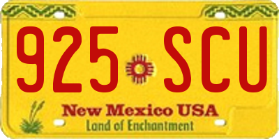 NM license plate 925SCU