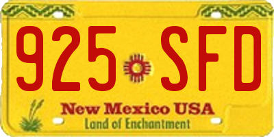 NM license plate 925SFD