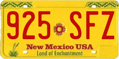 NM license plate 925SFZ