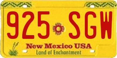 NM license plate 925SGW